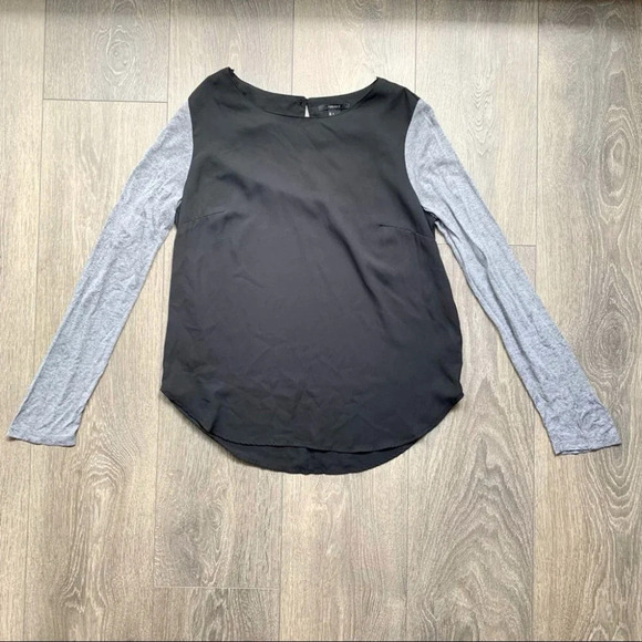 Forever 21 Women's Baseball Top Long Sleeve Sheer Black Grey Size Small - Picture 8 of 13